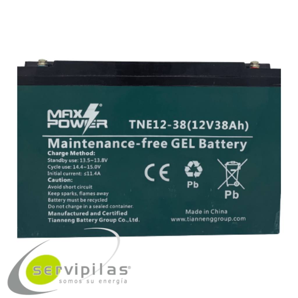 BATERÍA PARA MOTO ELÉCTRICA MAX POWER TNE12 GEL 12V 38AH