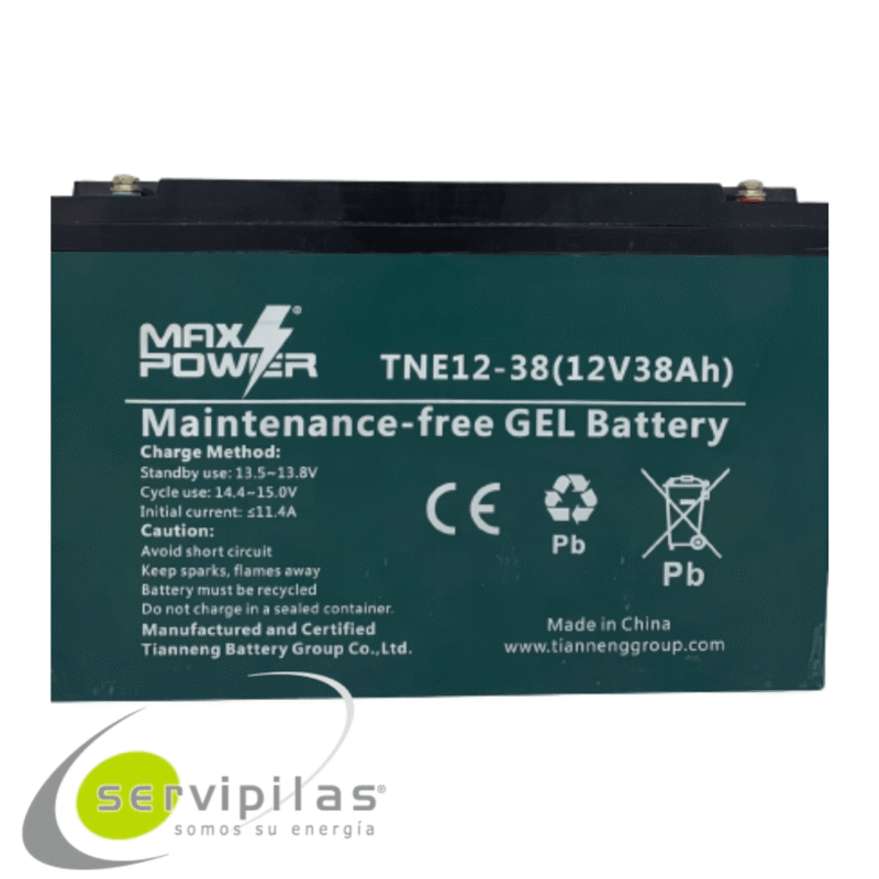 BATERÍA PARA MOTO ELÉCTRICA MAX POWER TNE12 GEL 12V 38AH