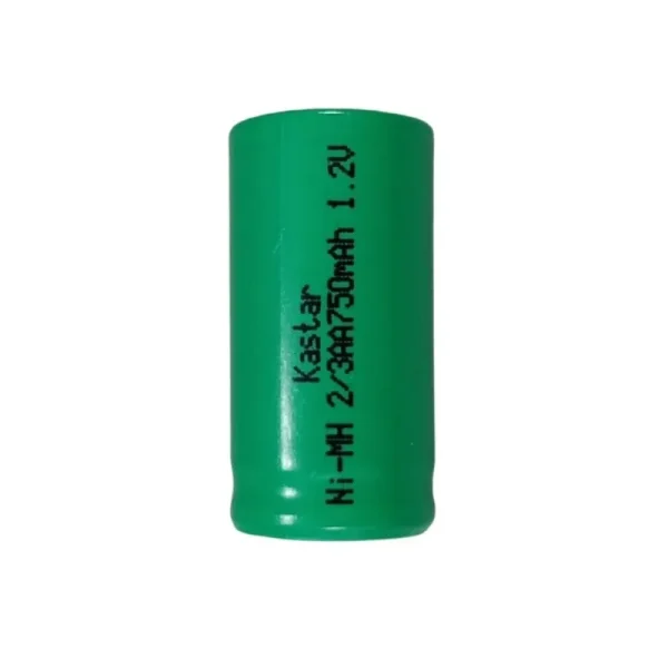 Batería recargable 2/3AA de 1.2V y 750mAh, ideal para equipos electrónicos, dispositivos industriales y sistemas que requieren energía confiable y duradera.