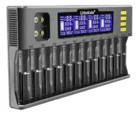 CARGADOR UNIVERSAL INTELIGENTE LIITOKALA 12 BAHIAS PANTALLA LCD RCR123