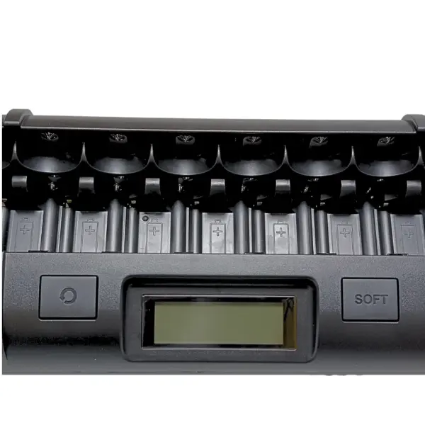 Cargador Powerex MH-C808M LCD de 8 bahías para baterías AA AAA C y D recargables