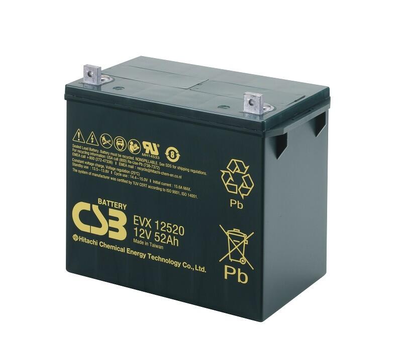 Batería CSB EVX12520 12V 52Ah para UPS y aplicaciones industriales